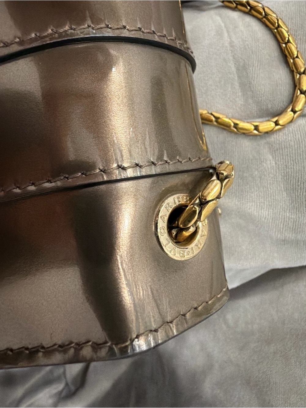 Bvlgari Metallic Gold Shoulder Bag with Serpent Clasp - Picture 10 of 10